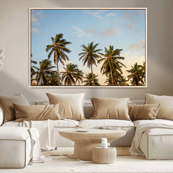 99033771-MGV-CV-36X24-Palm Trees Wall Art Canvas Print, Framed Tropical Vibes Art Picture Print, Coastal Sunset Perfect Coastal Boho Decor Artwork