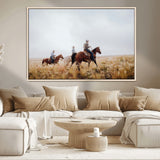 94723307-MGV-CV-36X24-Western Cowboys Wall Art Canvas Print, Framed Rustic Prairie Art Picture Print, Horseback Riding Perfect Rustic Western Decor