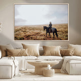 57597730-MGV-CV-36X24-Cowboy Wall Art Wall Art Canvas Print, Framed Western Canvas Art Picture Print, Rustic Ranch Scene Perfect Rustic Western Decor