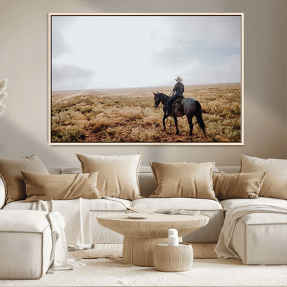 57597730-MGV-CV-36X24-Cowboy Wall Art Wall Art Canvas Print, Framed Western Canvas Art Picture Print, Rustic Ranch Scene Perfect Rustic Western Decor