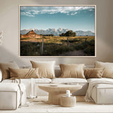 92497443-MGV-CV-36X24-Rustic Farmhouse Wall Art Canvas Print, Framed Mountain Cabin Art Picture Print, Western Landscape Perfect Rustic Farmhouse Decor