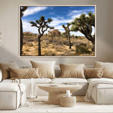 25722592-MGV-CV-36X24-Joshua Tree Desert Wall Art Canvas Print, Framed Southwestern Nature Art Picture Print, Rustic Earth Tones Perfect Southwestern