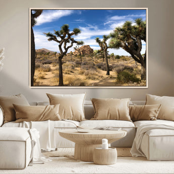 25722592-MGV-CV-36X24-Joshua Tree Desert Wall Art Canvas Print, Framed Southwestern Nature Art Picture Print, Rustic Earth Tones Perfect Southwestern