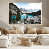 98014896-MGV-CV-36X24-Canadian Rockies Wall Art Canvas Print, Framed Mountain Landscape Art Picture Print, Turquoise Water Perfect Scandinavian