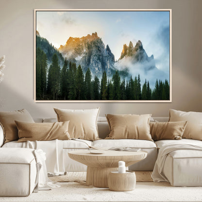 21145440-MGV-CV-36X24-Wilderness Wall Art Wall Art Canvas Print, Framed Nature Landscape Decor Art Picture Print, Misty Forest Photography Perfect