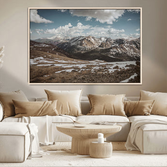 44565953-MGV-CV-36X24-Mountain Landscape Wall Art Canvas Print, Framed Snowy Peaks Art Picture Print, Rugged Highlands Perfect Rustic Adventure Decor