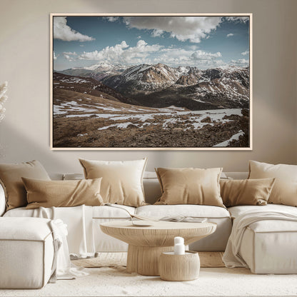 44565953-MGV-CV-36X24-Mountain Landscape Wall Art Canvas Print, Framed Snowy Peaks Art Picture Print, Rugged Highlands Perfect Rustic Adventure Decor