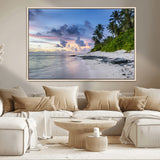 75045485-MGV-FC-36X24_Natural-Tropical Beach Wall Art Canvas Print, Framed Sunset Glow Art Picture Print, Palm Tree Coast Perfect Tropical Coastal Decor Artwork