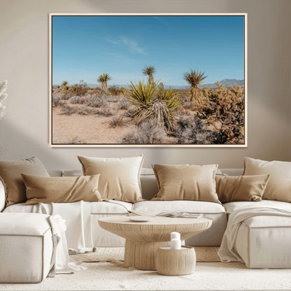 35156165-MGV-CV-36X24-Joshua Tree Wall Art Canvas Print, Framed Desert Landscape Art Picture Print, Warm Earth Tones Perfect Southwestern Minimalist
