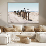 54616109-MGV-CV-36X24-Desert Mailboxes Wall Art – Rustic Rural Roadside Photography Canvas Print, American Southwest Landscape Home Decor for Living