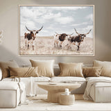 65621083-MGV-CV-36X24-Texas Longhorn Wall Art – Rustic Western Cattle Canvas Print, Southwestern Ranch Photography Decor for Living Room, Office,