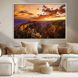 75573843-MGV-CV-36X24-Grand Canyon Sunset Wall Art – Panoramic Canyon Landscape Canvas Print, Dramatic Desert Cliffs Artwork, Nature Inspired Scenic