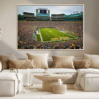 96617112-MGV-CV-36X24-Lambeau Field Wall Art – Green Bay Packers NFL Football Stadium Canvas Print – Game Day Crowd Sports Decor for Man Cave, Bar, or