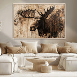 83505059-MGV-CV-36X24-Majestic Moose Wall Art – Rustic Animal Canvas Painting – Wilderness Wildlife Decor with Earthy Tones for Cabin, Lodge, Farmhouse,