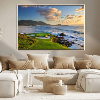 50107048-MGV-CV-36X24-Golf Course Wall Art – Coastal Ocean View Canvas Print, Scenic Fairway Landscape Decor for Office, Man Cave, Bedroom, or Living