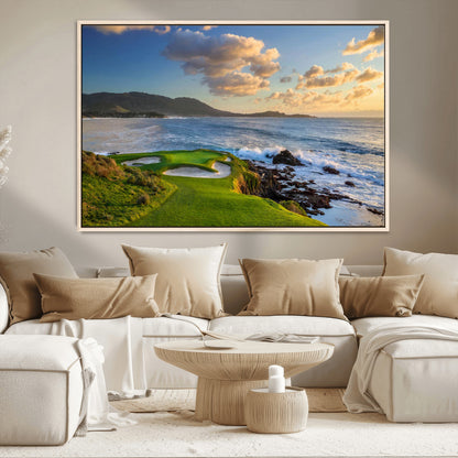 50107048-MGV-CV-36X24-Golf Course Wall Art – Coastal Ocean View Canvas Print, Scenic Fairway Landscape Decor for Office, Man Cave, Bedroom, or Living