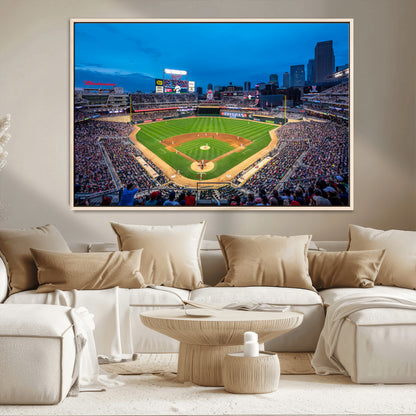 77273035-MGV-CV-36X24-Baseball Stadium Wall Art – Panoramic Evening Game Canvas Print, Sports Fan Decor for Man Cave, Office, Bar, or Living Room