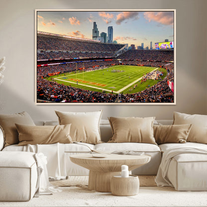 55377093-MGV-CV-36X24-Soldier Field Wall Art – Panoramic Chicago Bears Football Stadium Canvas Print, Game Day Sports Decor for Man Cave, Bar, Office,