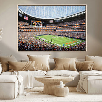 32530647-MGV-CV-36X24-Chicago Bears Stadium Wall Art – Futuristic Dome Arena Canvas Print, Modern Football Concept Design Decor for Man Cave, Bar, or