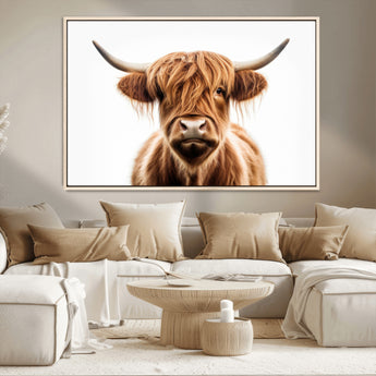 637908607-MGV-FC-93X47-3P_Black-Highland Cow Wall Art Print – Rustic Farmhouse Animal Portrait, Scottish Highland Cattle Canvas, Modern Country Wall Decor for