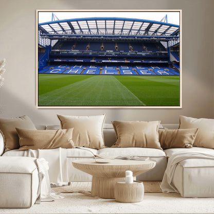 38616413CHELSA-MGV-CV-36X24-Chelsea Stadium Wall Art – Panoramic Football Field Canvas Print, Game Day Sports Decor for Living Room, Office, or Man Cave