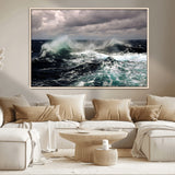 38622353-MGV-CV-36X24-Ocean Wave Wall Art – Dramatic Seascape Canvas Print with Stormy Sky and Crashing Sea, Bold Coastal Photography for Living Room,