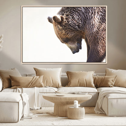 14405507-MGV-CV-36X24-Grizzly Bear Canvas Wall Art – Framed Wildlife Nature Decor, Large Brown Bear Profile Canvas Print for Living Room, Office, or
