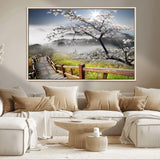 34632598CRY-MGV-CV-36X24-Sakura Cherry Blossom Pathway Canvas Wall Art – Tranquil Walk Through Blossoming Nature – Ready to Hang
