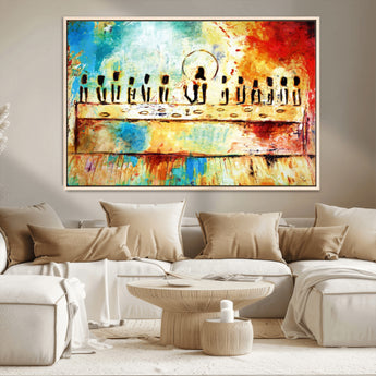 YKE34632598CR-MGV-CV-36X24-Abstract Last Supper with Apostles Wall Art Canvas Print