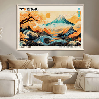 94085549-MGV-CV-36X24-Japanese Wave and Mountain Wall Art – Panoramic Abstract Landscape Canvas Print, Asian Inspired Nature Decor for Living Room,