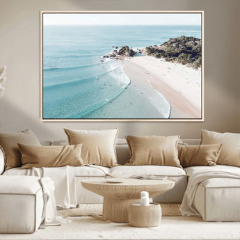79395467-MGV-CV-36X24-Coastal Wall Art – Aerial Beach Canvas Print, Ocean Waves and Sandy Shore Photography Decor for Bedroom, Living Room, Office,