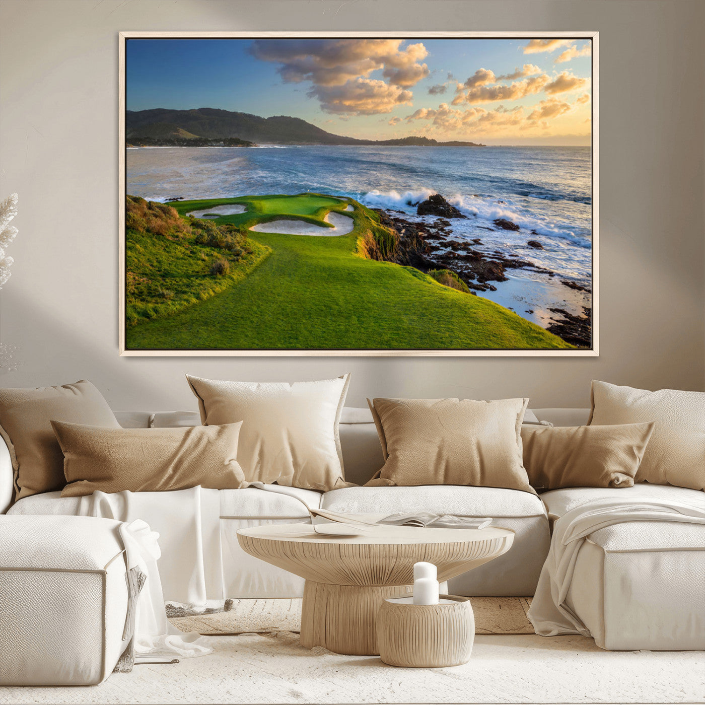 67486665-MGV-CV-36X24-Golf Course Wall Art – Pebble Beach Oceanfront Canvas Print, Coastal Fairway Photography Sports Decor for Living Room, Office, Man