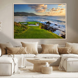 67486665-MGV-CV-36X24-Golf Course Wall Art – Pebble Beach Oceanfront Canvas Print, Coastal Fairway Photography Sports Decor for Living Room, Office, Man