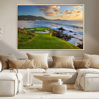 67486665-MGV-CV-36X24-Golf Course Wall Art – Pebble Beach Oceanfront Canvas Print, Coastal Fairway Photography Sports Decor for Living Room, Office, Man