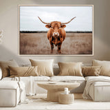 16316734-MGV-CV-36X24-Texas Longhorn Wall Art – Rustic Bull Portrait Canvas Print, Western Farmhouse Animal Photography Decor for Living Room, Office,