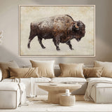 54810031-MGV-CV-36X24-Western Wall Art – Snow Covered Bison Canvas Print, Rustic Wildlife Photography Decor for Bedroom, Living Room, Office, Lodge,