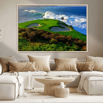 13644055-MGV-CV-36X24-Golf Wall Art – Oceanfront Green Canvas Print, Scenic Coastal Course Photography Decor for Bedroom, Living Room, Office, Sports