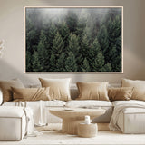84059409-MGV-CV-36X24-Forest Wall Art – Misty Evergreen Trees Canvas Print, Tranquil Nature Photography Decor for Bedroom, Living Room, Office, Cabin or