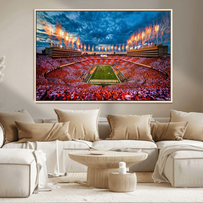 94266219-MGV-CV-36X24-Neyland Stadium Wall Art – Tennessee Volunteers Checkerboard Game Day Canvas Print, College Football Fireworks Decor for Man Cave