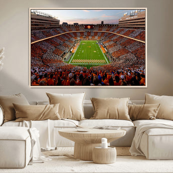 37160229-MGV-CV-36X24-Tennessee Volunteers Wall Art – Neyland Stadium Sunset Checkerboard Game Canvas Print, Vols Football Panorama Sports Decor