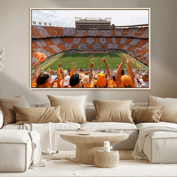 76011417-MGV-CV-36X24-Neyland Stadium Wall Art – Panoramic Tennessee Volunteers Checkerboard Crowd Canvas Print, Day Game Football Celebration Sports