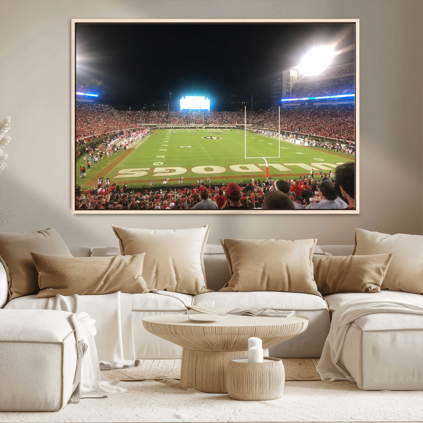 16230786-MGV-CV-36X24-Georgia Bulldogs Stadium Wall Art – Night Game Football Field Canvas Print, Panoramic Sports Decor for Home, Office, Fan Cave