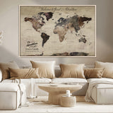 78610079-MGV-CV-36X24-Personalized World Map Wall Art – Vintage Rustic Travel Map with Custom Family Name, Adventure Wall Decor for Home, Family Gift or