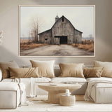 90499-MGV-CV-36X24-Old Barn Wall Art Canvas Print, Framed Rustic Barn Art Picture Print, Abandoned Farm Perfect Rustic Farmhouse Decor Artwork