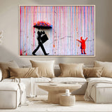 69505-MGV-CV-36X24-Graffiti Girl Wall Art Canvas Print, Framed Urban Contrast Art Picture Print, Vibrant Graffiti Perfect Urban Pop Decor Artwork