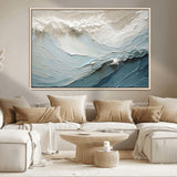 53646-MGV-FC-36X24_Natural-Ocean Wave Wall Art Canvas Print, Framed Textured Seascape Art Picture Print, Modern Ocean Perfect Minimal Coastal 2/2 Decor