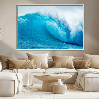 15566-MGV-CV-36X24-Ocean Wave Wall Art Canvas Print, Framed Curling Wave Art Picture Print, Vibrant Surf Wave Perfect Coastal Surf Decor Artwork