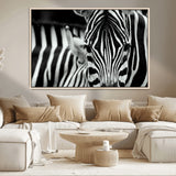 43631-MGV-CV-36X24-Zebra Wall Art – Black & White Safari Wildlife Canvas Print, Modern Animal Photography Decor for Living Room, Office, or Bedroom