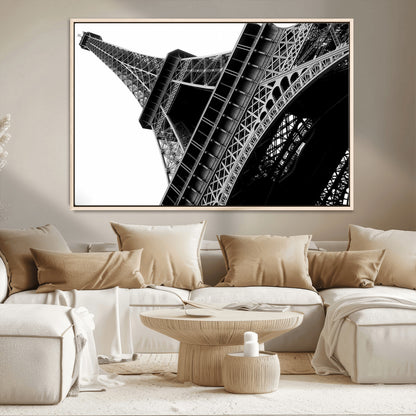89033-MGV-CV-36X24-Eiffel Tower Wall Art – Dramatic Black and White Architectural Canvas Print, Modern Paris Decor for Office, Living Room or