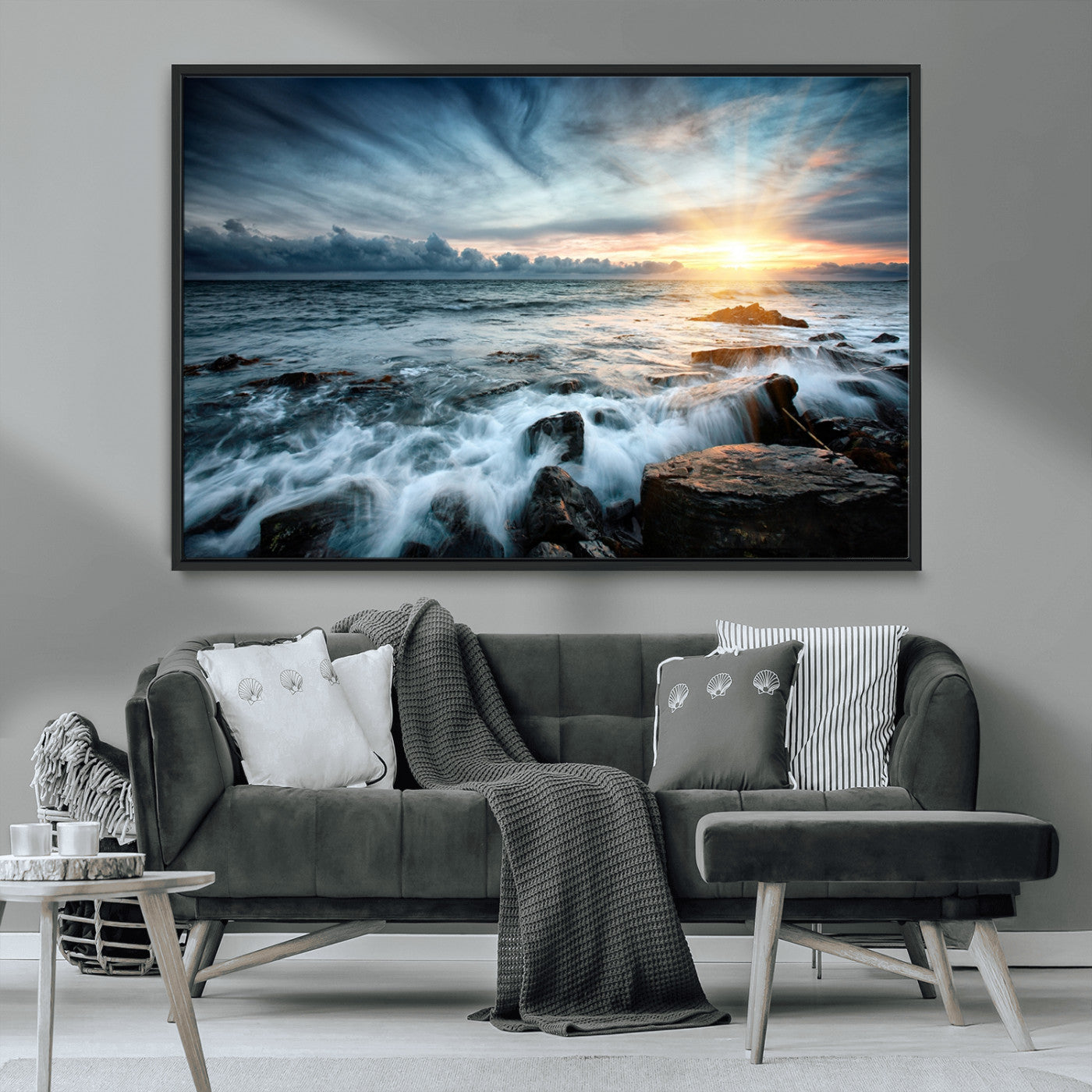 33428-MGV-CV-36X24-Ocean Sunrise Wall Art – Serene Seascape Canvas Print, Coastal Home or Office Decor, Perfect for Living Room, Bedroom, or Study